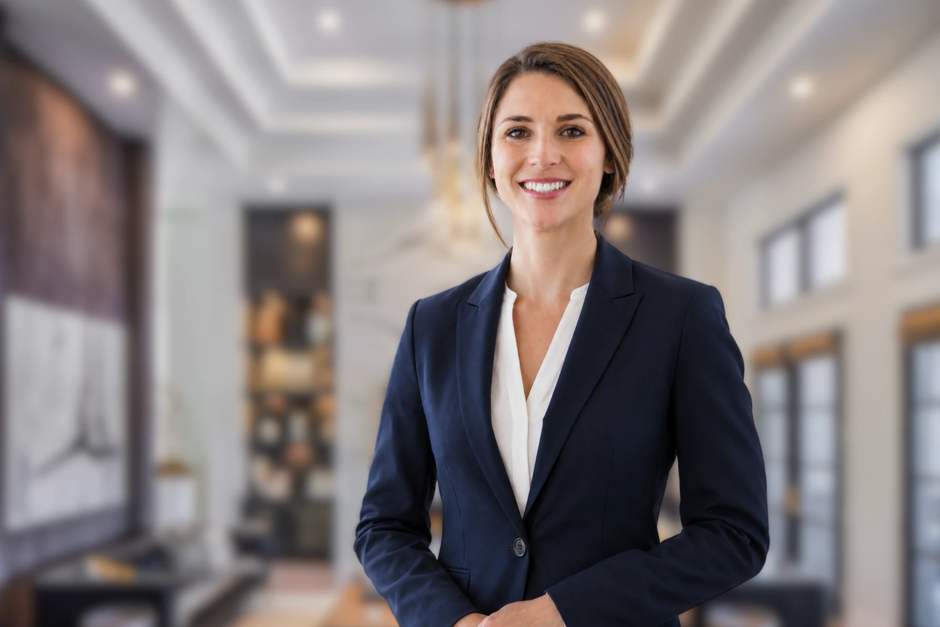 Minnesota Team agent in a refined office lobby